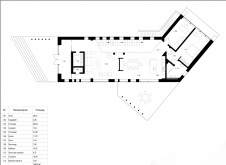 План первого этажа двухэтажного дома с авторской архитектурой. Общая площадь - 620 кв. м.