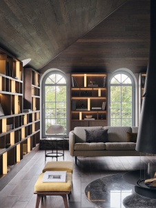 Фото интерьера зоны отдыха квартиры в стиле шале 