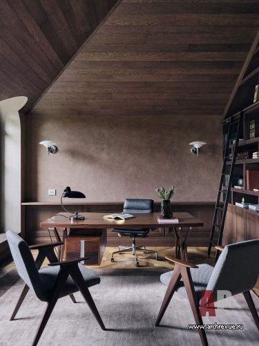 Фото интерьера кабинета квартиры в стиле шале 
