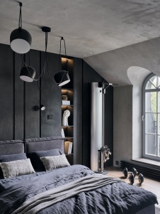 Фото интерьера спальни квартиры в стиле шале