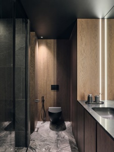 Фото интерьера санузла квартиры в стиле шале