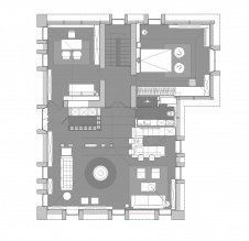 Планировка апартаментов в мансарде. Общая площадь – 145 кв. м.