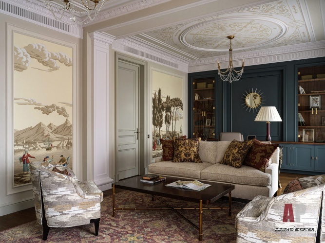 Фото интерьера кабинета квартиры в стиле неоклассика