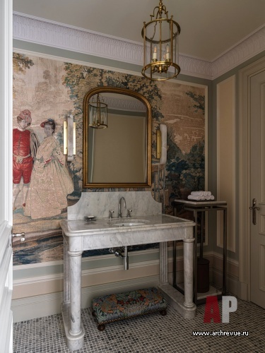 Фото интерьера гостевого санузла квартиры в стиле неоклассика