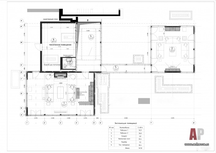 Планировка 2 этажа 2-х этажной резиденции на Гребном канале.