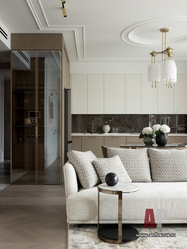 Фото интерьера зоны отдыха квартиры в стиле неоклассика