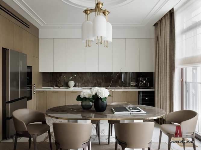 Фото интерьера кухни квартиры в стиле неоклассика