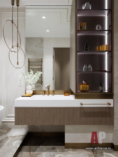 Фото интерьера санузла квартиры в стиле неоклассика