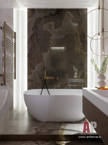 Фото интерьера ванной квартиры в стиле неоклассика