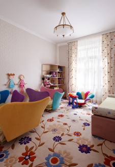 Фото интерьера детской двухуровневой квартиры в стиле неоклассика