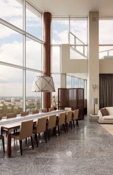 Фото интерьера столовой гостевой квартиры в современном стиле