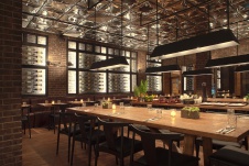 Фото интерьера зала ресторана в стиле фьюжн