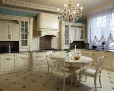 Фото интерьера кухни трехэтажного дома в стиле ар-деко