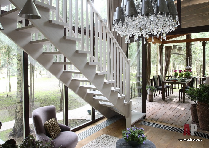 Фото лестницы гостевого дома в стиле фьюжн