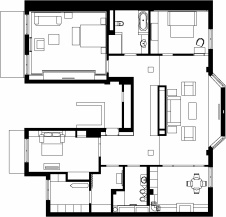 Планировка 4-х комнатной квартиры в классическом стиле.