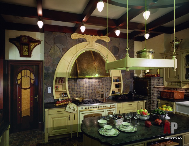 Фото интерьера кухни дома в стиле модерн