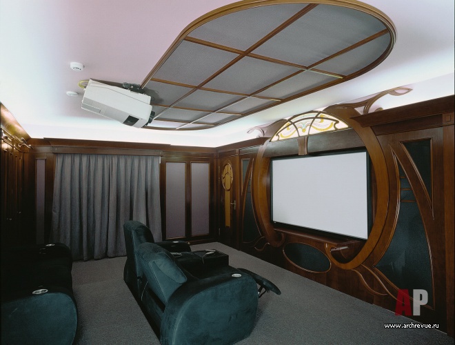 Фото интерьера домашнего кинотеатра дома в стиле модерн