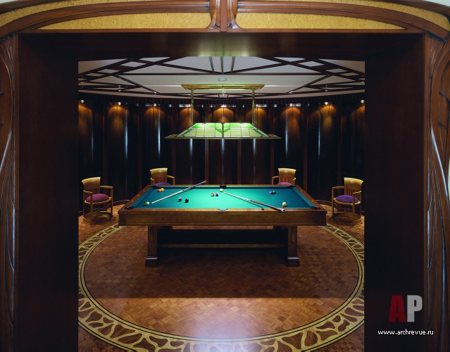 Фото интерьера бильярдной дома в стиле модерн