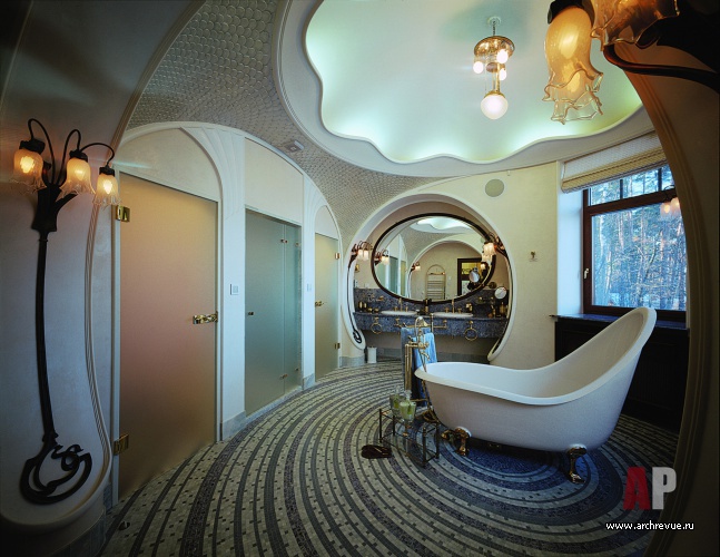 Фото интерьера санузла дома в стиле модерн