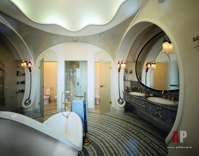 Фото интерьера санузла дома в стиле модерн