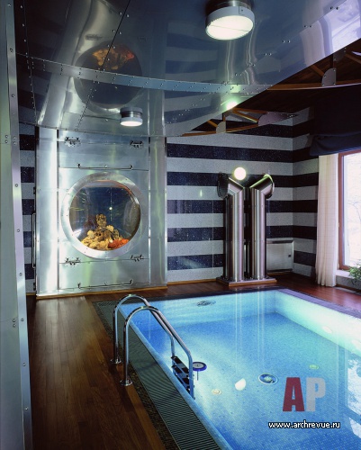 Фото интерьера бассейна дома в стиле модерн