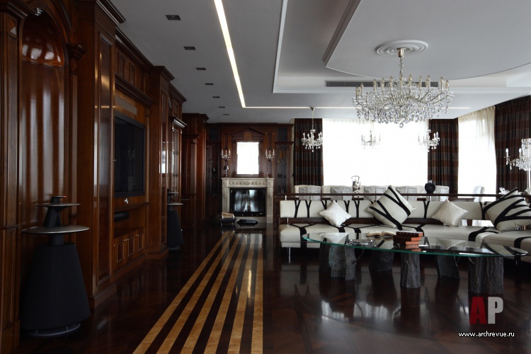 Фото интерьера гостиной квартиры в стиле неоклассика