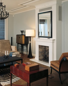 Фото интерьера каминной квартиры в стиле фьюжн