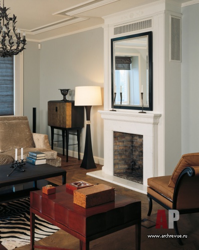 Фото интерьера каминной квартиры в стиле фьюжн