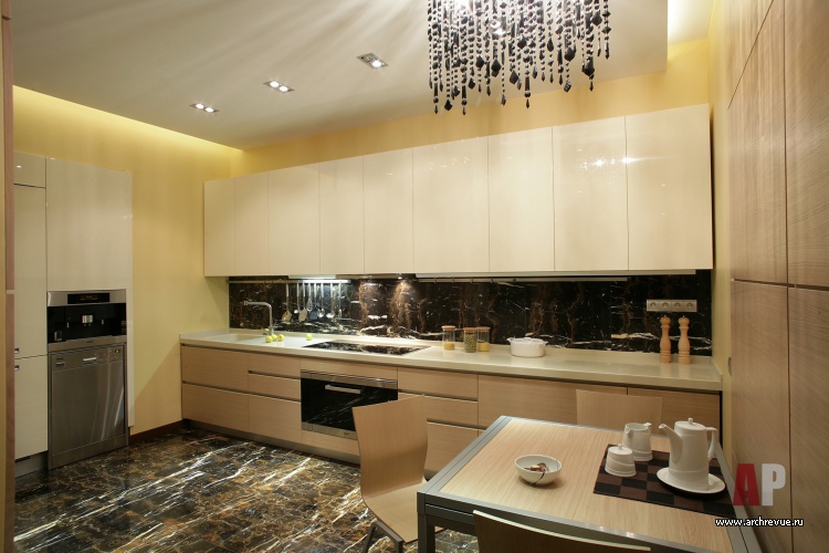 Фото интерьера кухни небольшой квартиры в современном стиле