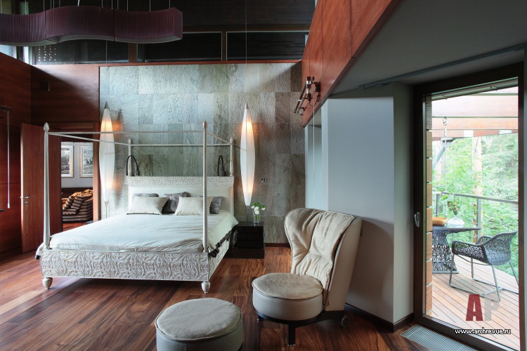 Фото интерьера спальни дома в эко стиле