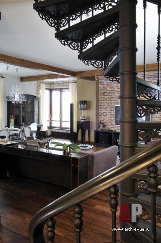 Фото интерьера гостиной лофта в стиле фьюжн