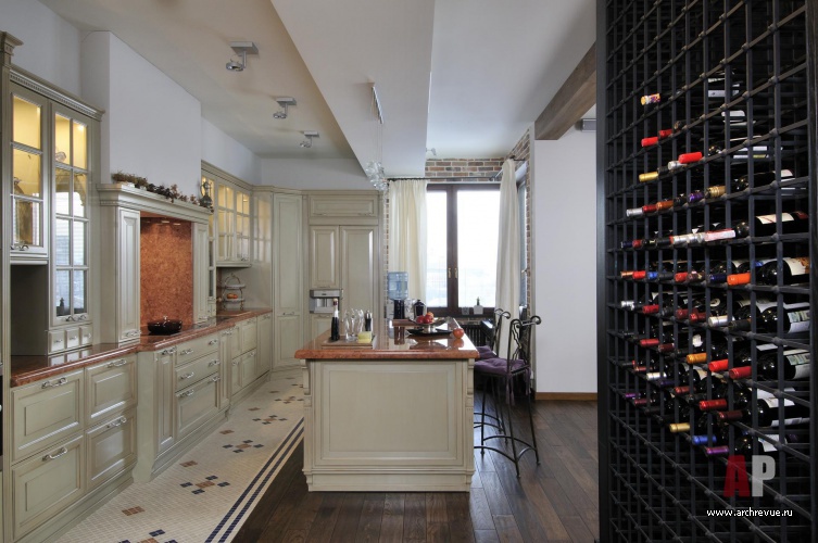 Фото интерьера кухни лофта в стиле фьюжн